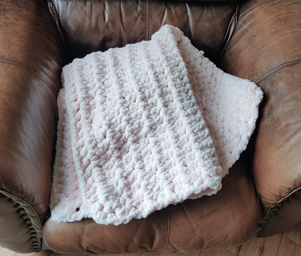 Blush pink crochet blanket 