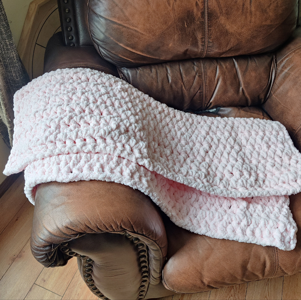 Blush pink crochet blanket 