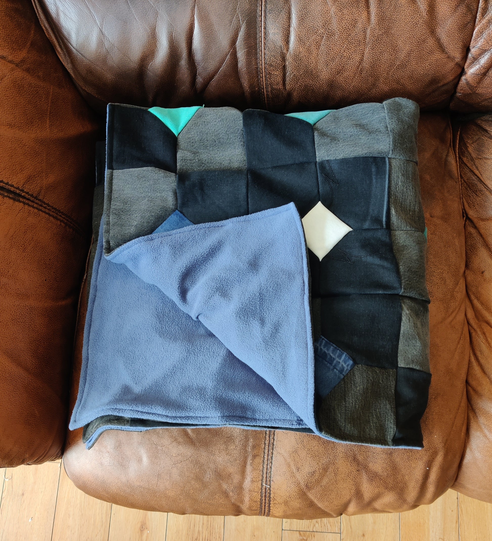 Upcycled Denim Blanket | Green