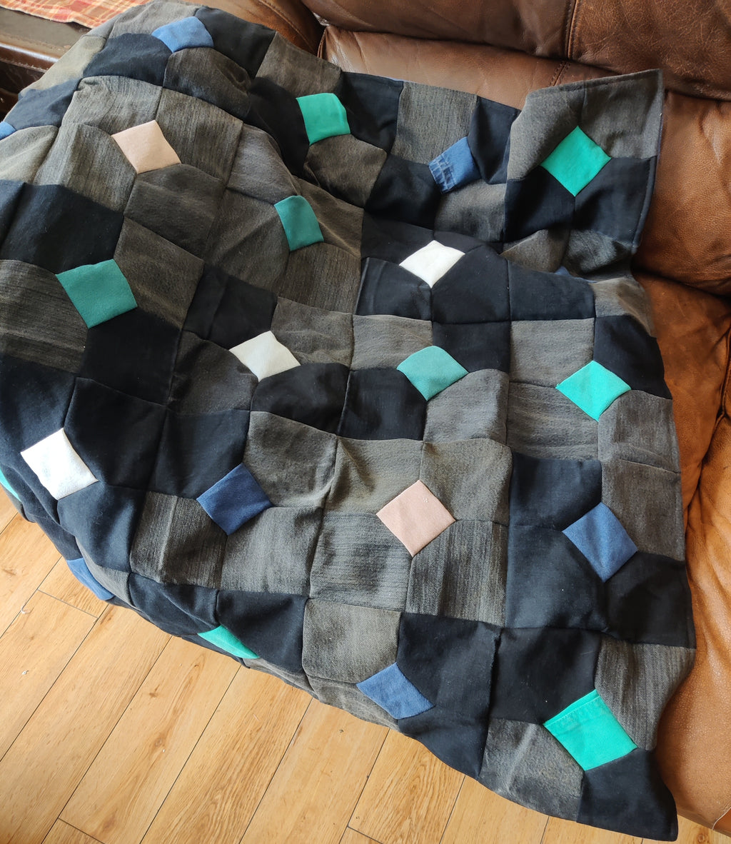 Upcycled Denim Blanket | Green