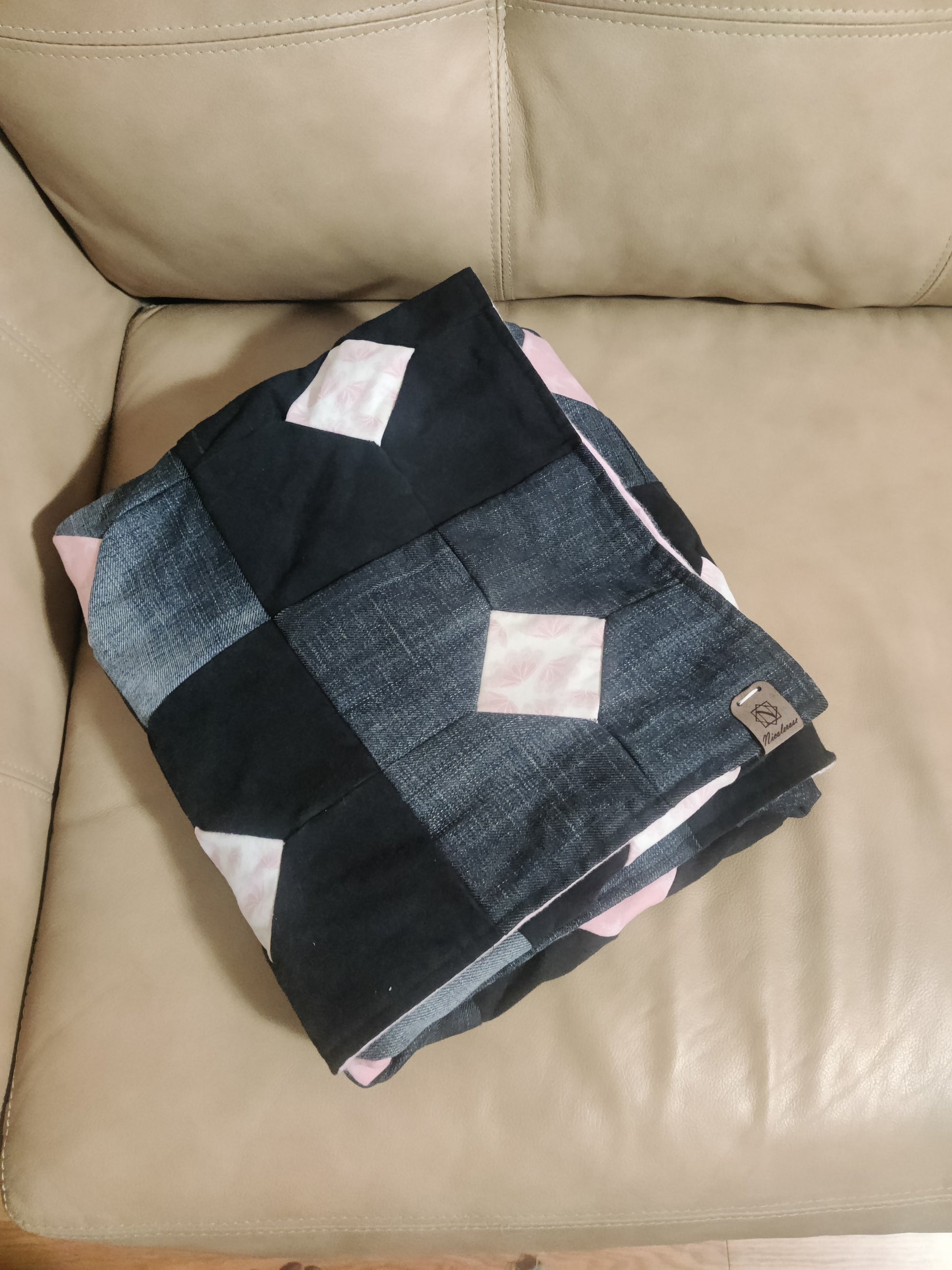 Upcycled Denim Blanket | Pink