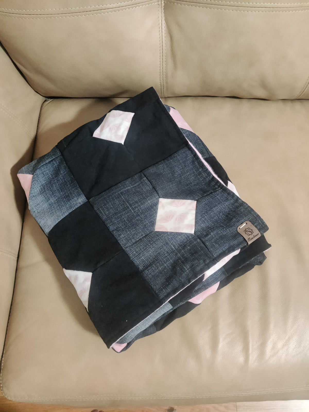 Upcycled Denim Blanket | Pink