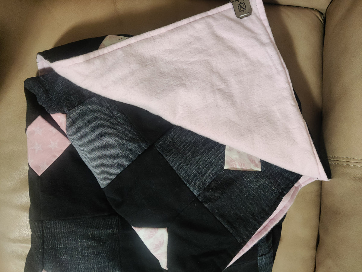 Upcycled Denim Blanket | Pink