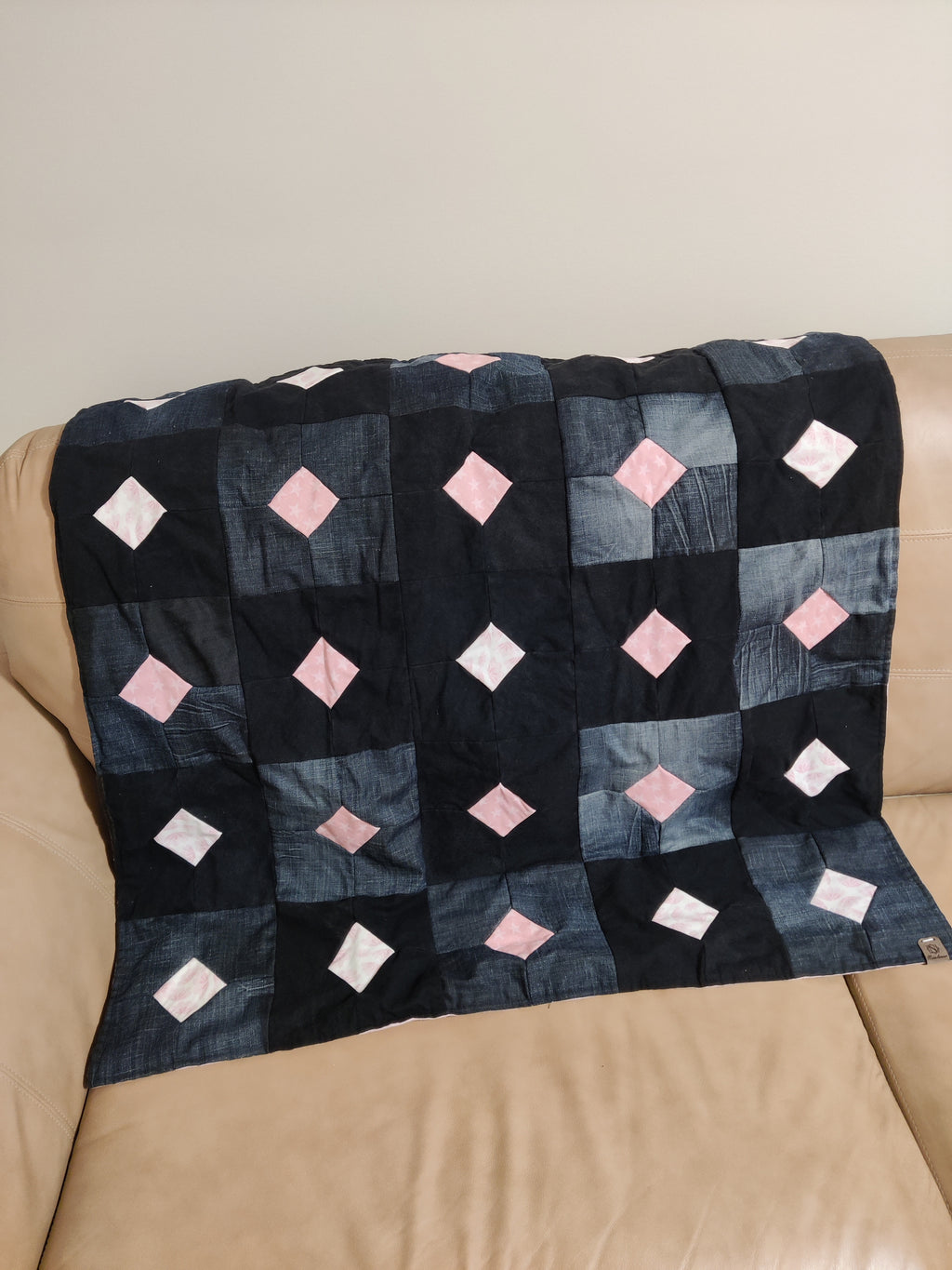 Upcycled Denim Blanket | Pink
