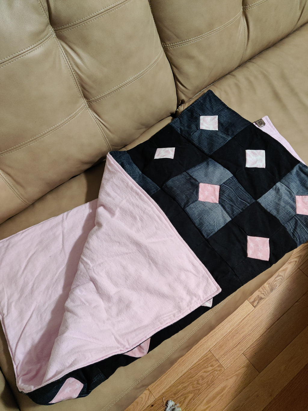 Upcycled Denim Blanket | Pink
