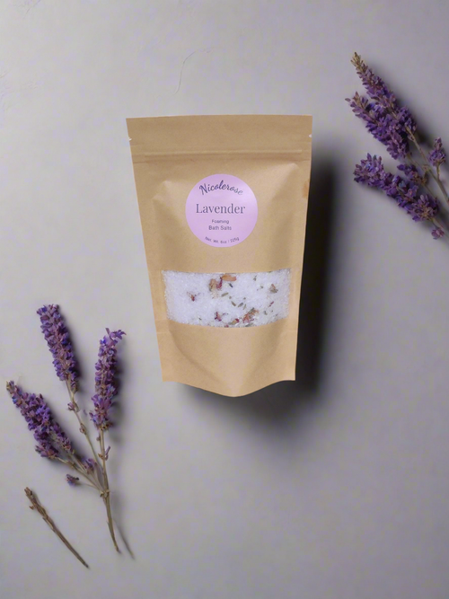 Bag of lavender bath salts 