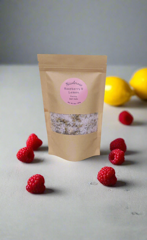 Raspberry and lemon scented bath salts 