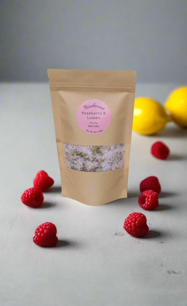 Raspberry and lemon scented bath salts 