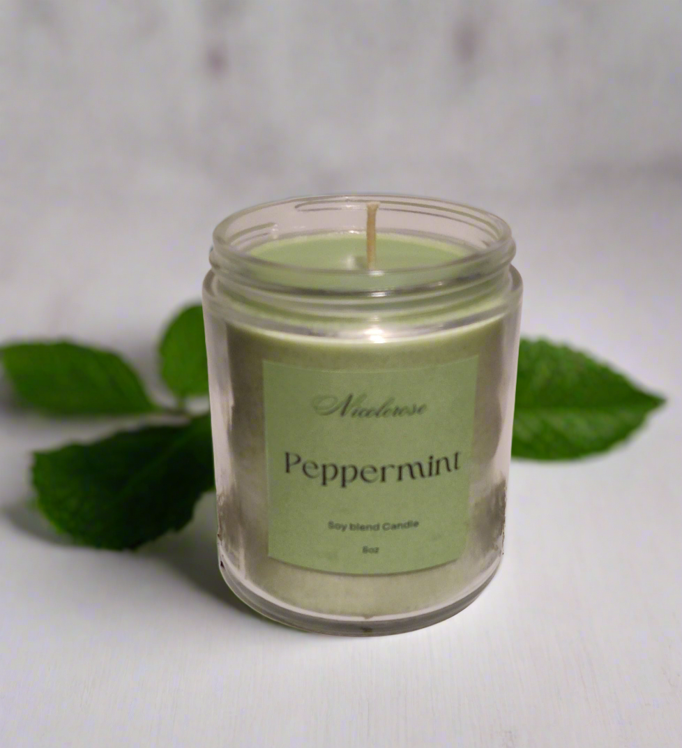 8oz Peppermint soy candle 