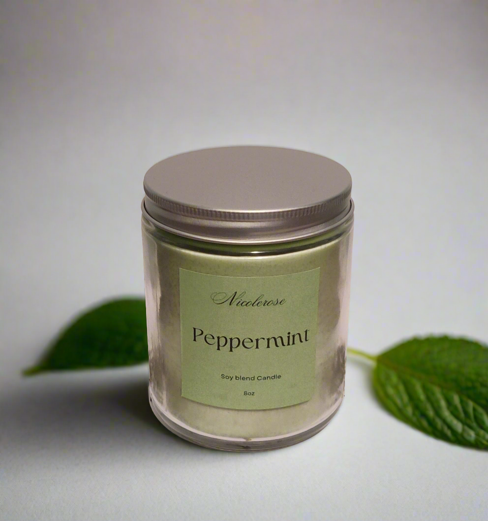 8oz Peppermint soy candle 